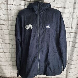 ADIDAS Mens Jacket Zip up New England Revolution WND Prime Blue Size Large